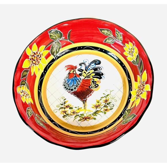 Certified International Chanticleer Rooster Julie Ueland Ceramic Serving Bowl - Picture 2 of 5